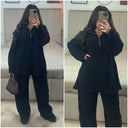 Zipper Corduroy Wide Leg Set