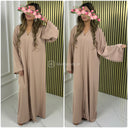 Basic Oversized Mittellanges Kleid mit V-Ausschnitt