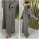 Golden Embroidery Detail Oversized Maxi