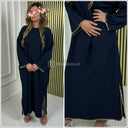 Übergroßes Maxikleid mit goldenem Stickdetail
