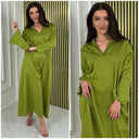 V Neck Collar Oversized Maxi Slit Tie Sleeve Detail