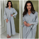 Stripes Dress Slit Tie Sleeve Dress