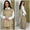 3pcs Heavy Corduroy Blouse+ Sweater+Pants Set