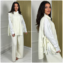 3pcs Heavy Corduroy Blouse+ Sweater+Pants Set