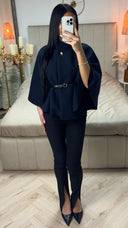 Butterfly Tie Belt Crop Coat