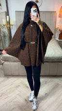 PRE ORDER Teddy Tie Belt Oversized Poncho Golden Button WORDT 13-11 VERZONDEN