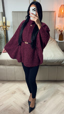 PRE ORDER Teddy Tie Belt Oversized Poncho Golden Button WORDT 13-11 VERZONDEN
