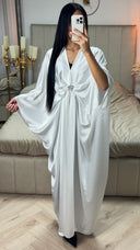 Brooch Detail Oversized Satin Dress