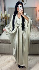 Brooch Detail Oversized Satin Dress