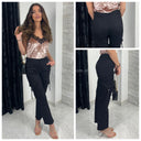 Premium Quality Stretch Black Cargo Jeans 99555-1