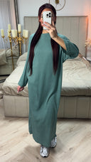 Round Neck Maxi Dress Thin Ribbed Material