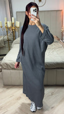 Round Neck Maxi Dress Thin Ribbed Material