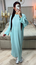 Round Neck Maxi Dress Thin Ribbed Material