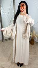 Abaya Jurk met Losse Hoofddoek en Kantafwerking