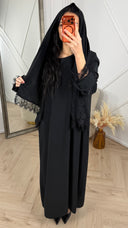 Abaya Jurk met Losse Hoofddoek en Kantafwerking