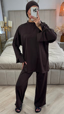 Zipper Essential Burkini Split Sleeve Detail + Hijab -Tie Belt
