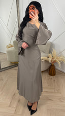 Abaya Maxi Jurk met Achterstrik en Wijde Mouwen