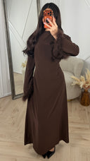 Abaya Maxi Jurk met Feather Manchetten en Taillekoord