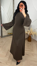 Abaya Maxi Jurk met Wijde Mouwen en Rechte Snit