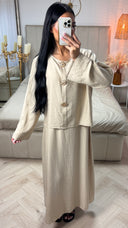 Abaya Set met Onderjurk & Knopen – Viscoseblend