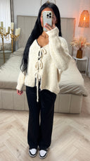 Alpaca Blend Gebreid Vest met Striksluiting