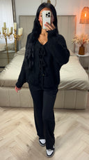 Alpaca Blend Gebreid Vest met Striksluiting