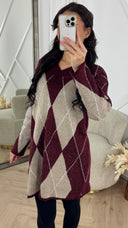 Argyle Knit Tuniek met V-Hals