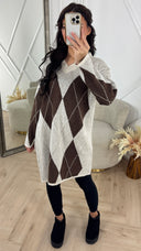 Argyle Knit Tuniek met V-Hals