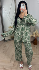 Barok Print Tweedelige Set met Wijde Broek 1268