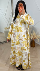 Bloemenprint Maxi Jurk met Kraag en Knopen MT5705