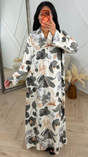 Bloemenprint Maxi Jurk met Kraag en Knopen MT5705