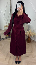 Blouse Maxi Jurk met Kraag en Taillelint