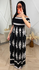 Bohemian Maxi Jurk met Smokdetail B255