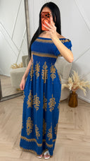 Bohemian Maxi Jurk met Smokdetail B255