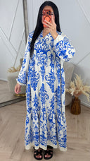 Bohemian Print Maxi Jurk met Knoopsluiting 5612