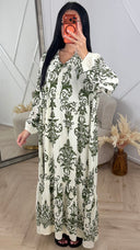 Bohemian Print Maxi Jurk met Knoopsluiting 5612