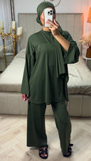 Burkini Set met Rits en Wijde Mouwen – Met Bijpassende Hijab/Ceintuur