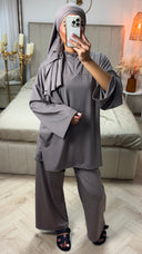 Burkini Set met Rits en Wijde Mouwen – Met Bijpassende Hijab/Ceintuur