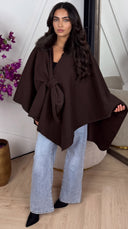 Cape Coat met Faux Fur Kraag en Ceintuur