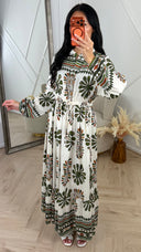 Bohemian Print Maxi Jurk met Ceintuur 5103
