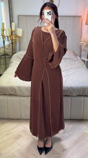 2pcs Set Dress Golden Seam Details 2025