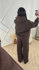 Comfy Hoodie Two-Piece Set met Wijde Pijpen