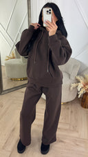 Comfy Hoodie Two-Piece Set met Wijde Pijpen