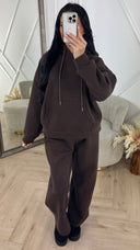 Comfy Hoodie Two-Piece Set met Wijde Pijpen