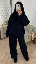 Comfy Hoodie Two-Piece Set met Wijde Pijpen