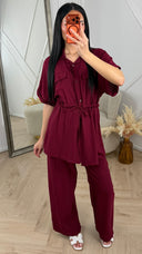 Crinkle Blouse Set met Taillekoord