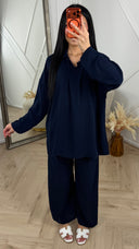 Crinkle Set met Oversized Blouse en Wijde Broek