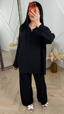 Crinkle Set met Oversized Blouse en Wijde Broek