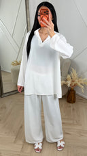 Crinkle Set met Oversized Blouse en Wijde Broek