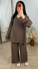 Crinkle Set met Oversized Blouse en Wijde Broek